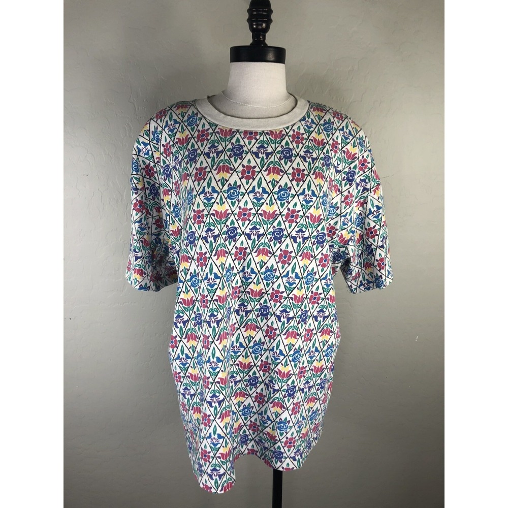 CHEROKEE Womens 2x Vintage Floral Shirt‎ Colorful Made in USA